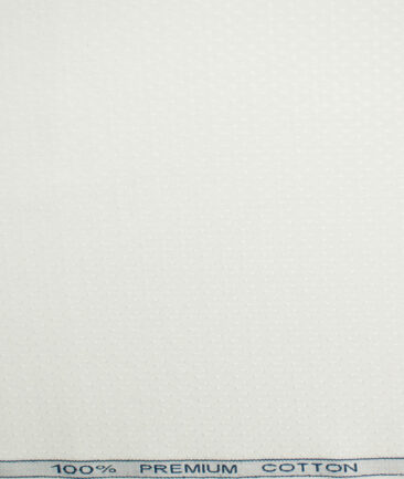 Raymond Men's Premium Cotton Self Design 2.25 Meter Unstitched Shirting Fabric (White)