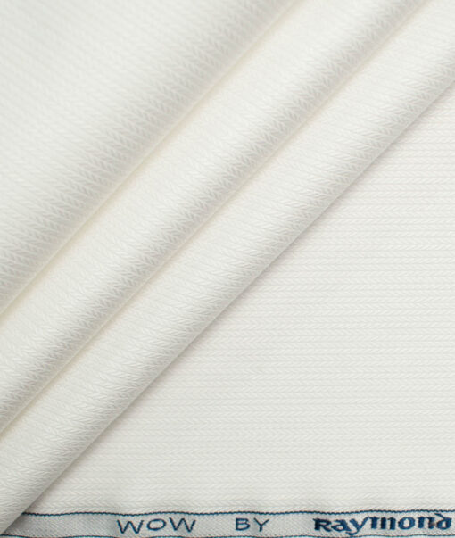 Raymond Men's Premium Cotton Self Design 2.25 Meter Unstitched Shirting Fabric (White)