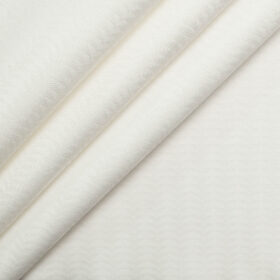 Raymond Men's Premium Cotton Self Design 2.25 Meter Unstitched Shirting Fabric (White)