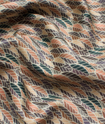 Raymond Men's Premium Cotton Printed 2.25 Meter Unstitched Shirting Fabric (Beige)