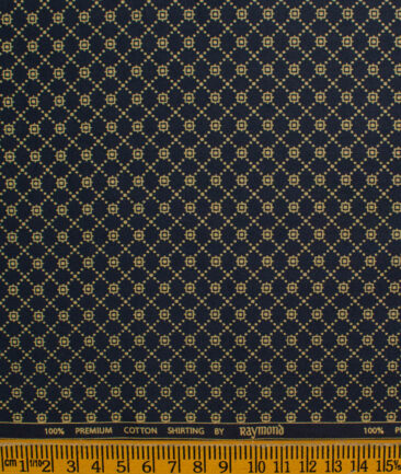 Raymond Men's Premium Cotton Printed 2.25 Meter Unstitched Shirting Fabric (Dark Blue)