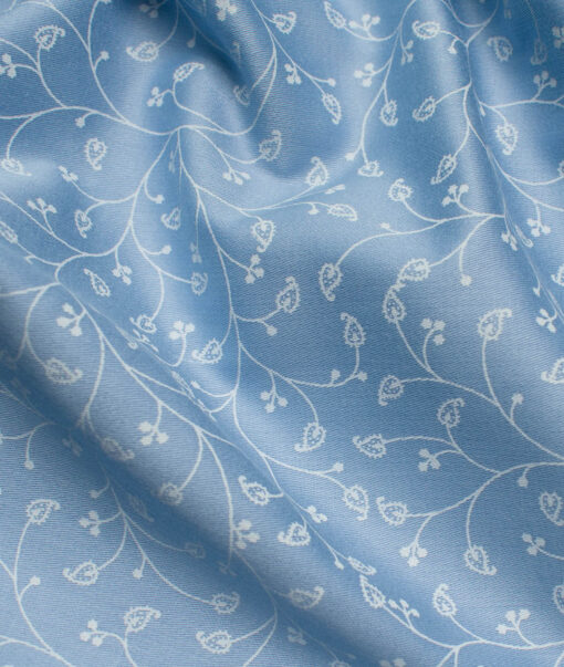Raymond Men's Premium Cotton Printed 2.25 Meter Unstitched Shirting Fabric (Sky Blue)