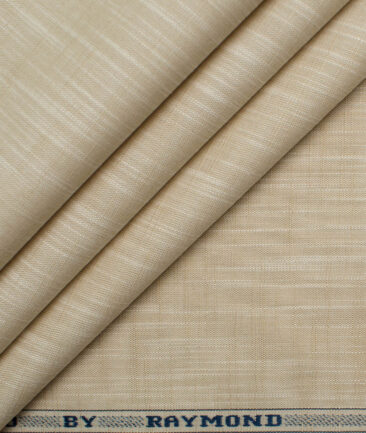 Raymond Men's Premium Cotton Self Design 2.25 Meter Unstitched Shirting Fabric (Beige)