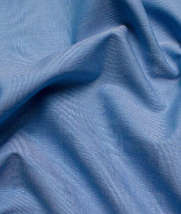 Raymond Men's Premium Cotton Solids 2.25 Meter Unstitched Shirting Fabric (Blue)