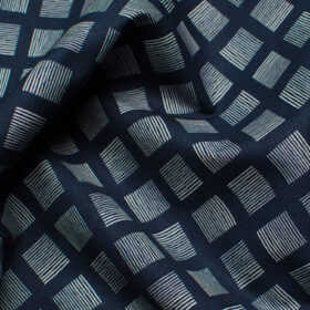 Raymond Men's Giza Cotton Printed 2.25 Meter Unstitched Shirting Fabric (Dark Blue)