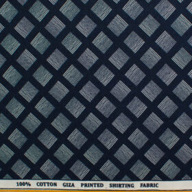 Raymond Men's Giza Cotton Printed 2.25 Meter Unstitched Shirting Fabric (Dark Blue)