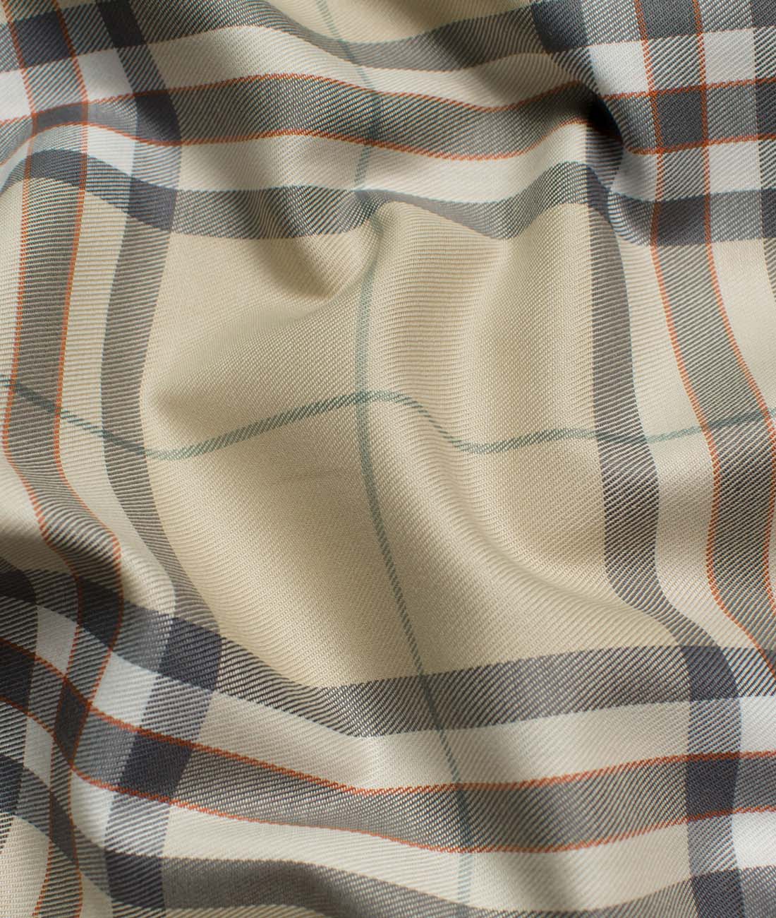Soktas Men's Egyptian Cotton Checks Unstitched Shirting Fabric (Beige)