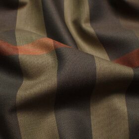 Soktas Men's Giza Cotton Checks 2.25 Meter Unstitched Shirting Fabric (Brown)