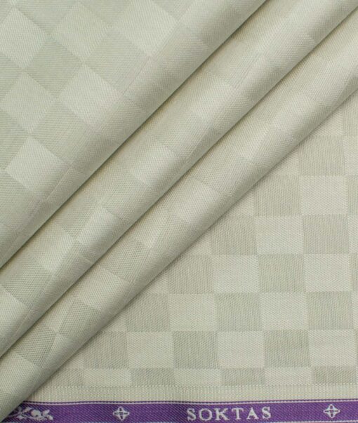 Soktas Men's Giza Cotton Self Design 2.25 Meter Unstitched Shirting Fabric (Pistachio Beige)