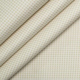 Soktas Men's Giza Cotton Structured 2.25 Meter Unstitched Shirting Fabric (Cream & Beige)