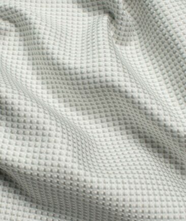 Soktas Men's Giza Cotton Structured 2.25 Meter Unstitched Shirting Fabric (White & Grey)