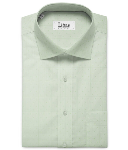 Soktas Men's Giza Cotton Self Design 2.25 Meter Unstitched Shirting Fabric (Light Green)