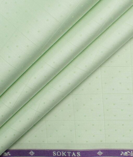 Soktas Men's Giza Cotton Self Design 2.25 Meter Unstitched Shirting Fabric (Light Green)