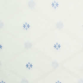 Soktas Men's Giza Cotton Self Design 2.25 Meter Unstitched Shirting Fabric (White & Blue)