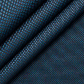 Absoluto Men's Terry Rayon Structured 3.75 Meter Unstitched Suiting Fabric (Blue)