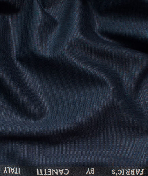 Canetti Men's Terry Rayon Self Design 3.75 Meter Unstitched Suiting Fabric (Dark Blue)