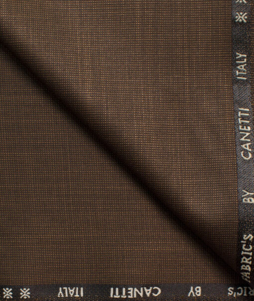 Canetti Men's Terry Rayon Self Design 3.75 Meter Unstitched Suiting Fabric (Copper Brown)