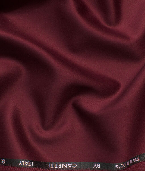Canetti Men's Terry Rayon Solids 3.75 Meter Unstitched Suiting Fabric (Sangria Red)