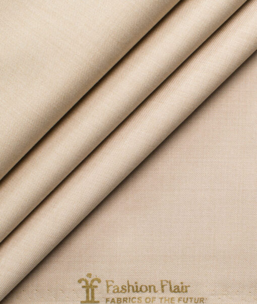 Fashion Flair Men's Terry Rayon Self Design 3.75 Meter Unstitched Suiting Fabric (Beige)
