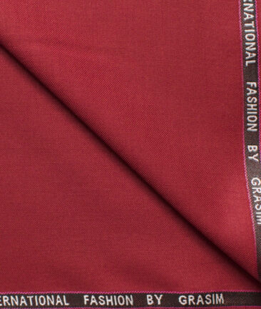 Grasim Men's Terry Rayon Solids 3.75 Meter Unstitched Suiting Fabric (Red)