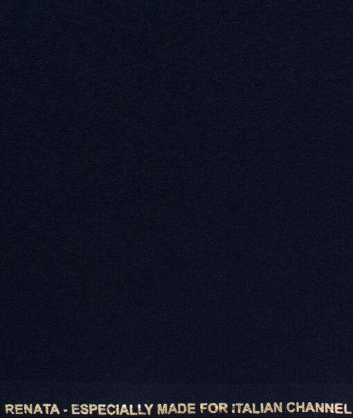 Italian Channel Men's Terry Rayon Solids Flowy 3.75 Meter Unstitched Suiting Fabric (Dark Blue)