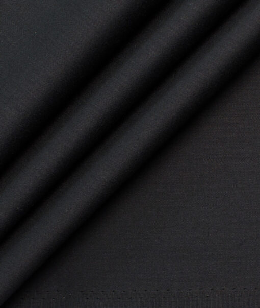 Italian Channel Men's Terry Rayon Solids 3.75 Meter Unstitched Suiting Fabric (Jet Black)