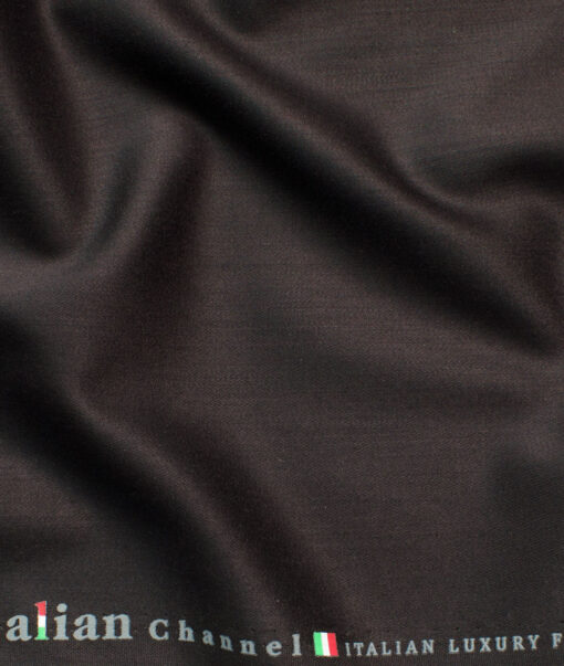 Italian Channel Men's Terry Rayon Solids 3.75 Meter Unstitched Suiting Fabric (Dark Brown)