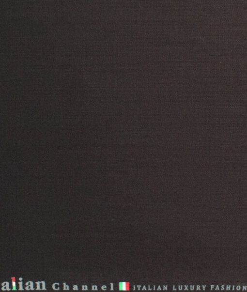Italian Channel Men's Terry Rayon Solids 3.75 Meter Unstitched Suiting Fabric (Dark Brown)