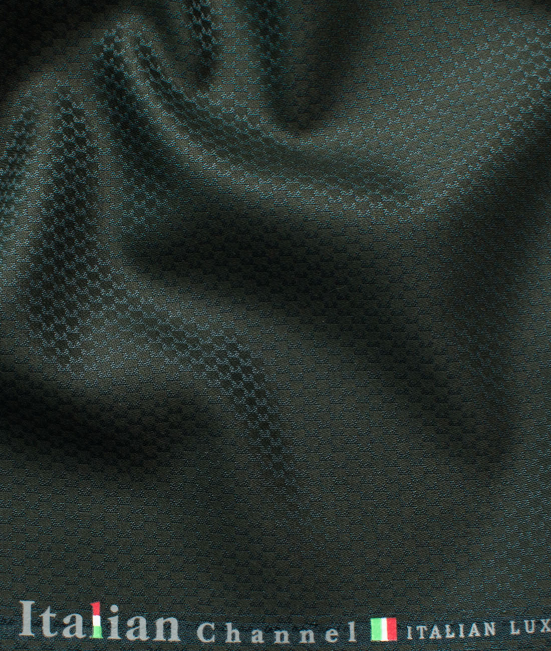 Italian Channel Men's Terry Rayon Structured 3.75 Meter Unstitched Suiting Fabric (Dark Pine Green)