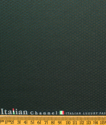 Italian Channel Men's Terry Rayon Structured 3.75 Meter Unstitched Suiting Fabric (Dark Pine Green)