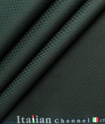 Italian Channel Men's Terry Rayon Structured 3.75 Meter Unstitched Suiting Fabric (Dark Pine Green)