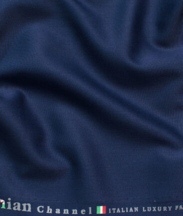 Italian Channel Men's Terry Rayon Solids 3.75 Meter Unstitched Suiting Fabric (Dark Royal Blue)