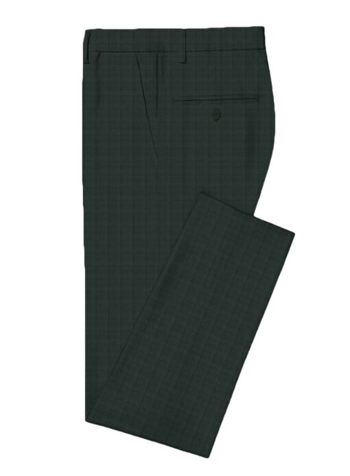J.Hampstead Men's Terry Rayon Checks 3.75 Meter Unstitched Suiting Fabric (Dark Pine Green)