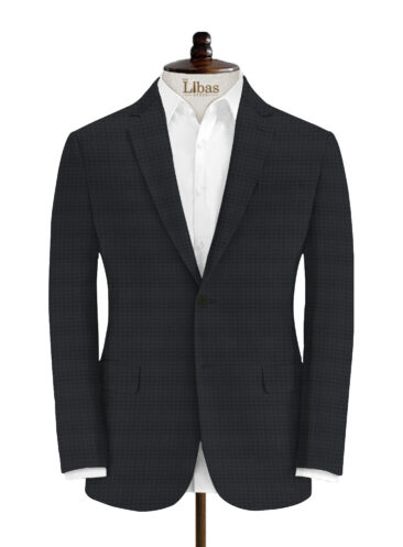 Luigi Bernardo Men's Terry Rayon Jacquard 3.75 Meter Unstitched Suiting Fabric (Black)