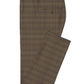 Luigi Bernardo Men's Terry Rayon Checks 3.75 Meter Unstitched Suiting Fabric (Brown)