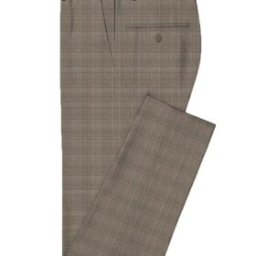 Luigi Bernardo Men's Terry Rayon Checks 3.75 Meter Unstitched Suiting Fabric (Light Brown)