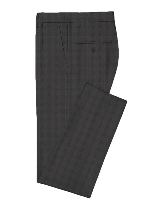 Luigi Bernardo Men's Terry Rayon Checks 3.75 Meter Unstitched Suiting Fabric (Dark Grey)
