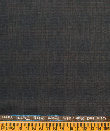 Luigi Bernardo Men's Terry Rayon Checks  Unstitched Suiting Fabric (Dark Grey) - Image 6