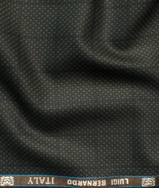 Luigi Bernardo Men's Terry Rayon Checks 3.75 Meter Unstitched Suiting Fabric (Dark Green)
