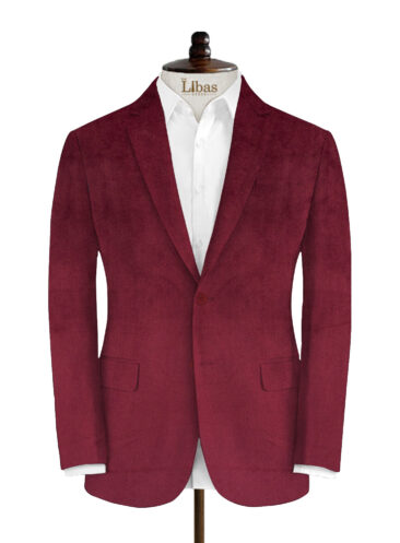Nemesis Men's Velvet Solids 3.75 Meter Unstitched Suiting Fabric (Wine)