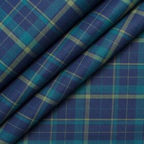 Arvind Men's Premium Cotton Checks 2.25 Meter Unstitched Shirting Fabric (Dark Blue)