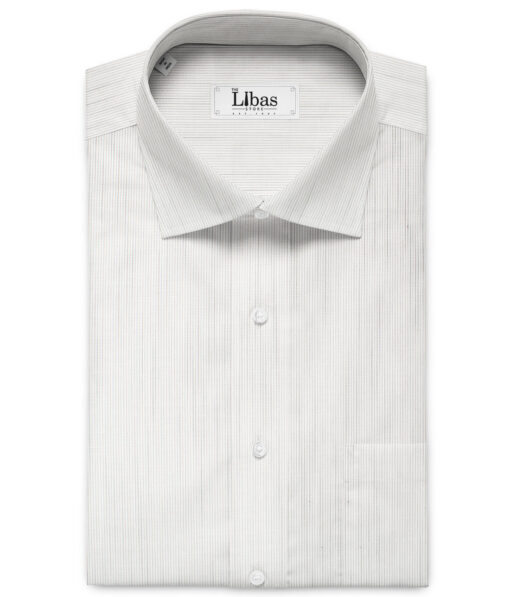 Arvind Men's Premium Cotton Striped 2.25 Meter Unstitched Shirting Fabric (White & Grey)