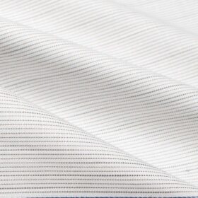 Arvind Men's Premium Cotton Striped 2.25 Meter Unstitched Shirting Fabric (White & Grey)