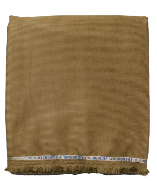 Arvind Tresca Men's Cotton Corduroy Stretchable  Unstitched Corduroy Stretchable Trouser Fabric (Camel Brown)