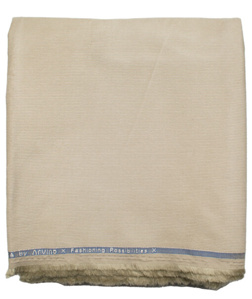 Arvind Tresca Men's Cotton Corduroy Stretchable  Unstitched Corduroy Stretchable Trouser Fabric (Cream)
