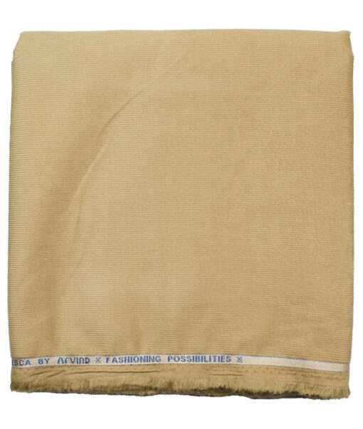 Arvind Tresca Men's Cotton Corduroy Stretchable  Unstitched Corduroy Stretchable Trouser Fabric (Latte Beige)