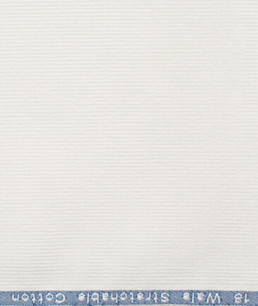 Arvind Tresca Men's Cotton Corduroy Stretchable  Unstitched Trouser Fabric (White)