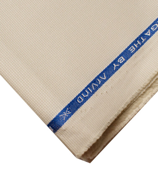 Arvind Men's Cotton Structured Stretchable  Unstitched Trouser Fabric (Cream)