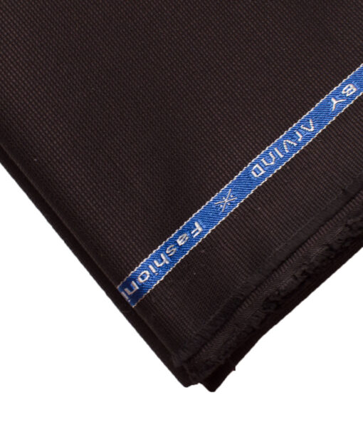 Arvind Men's Cotton Structured Stretchable  Unstitched Trouser Fabric (Dark Brown)