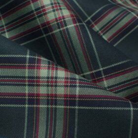 Cadini Men's Giza Cotton Checks  Unstitched Shirting Fabric (Dark Sea Green)